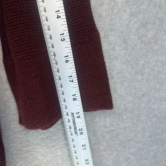 Effeci Womens Sweater Cardigan Medium Maroon Cable Knit Button Wide CollarNWT - Picture 5 of 11